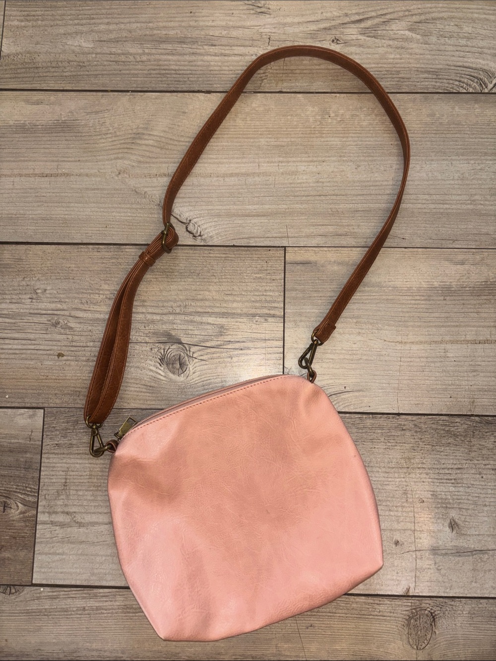 Liz Soto Handbags Women's Pink Crossbody Bag with Brown Strap